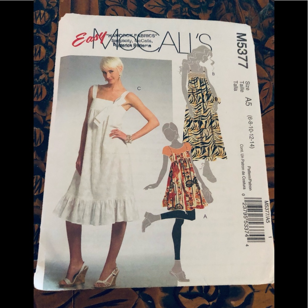 - McCalls easy sewing pattern M5377 size 6-8-10-12-14